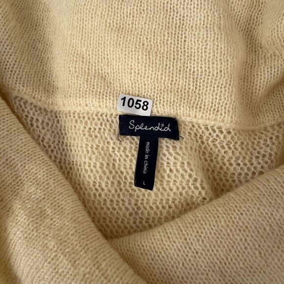 Splendid Colorblock Loose Fit‎ Knit Cowl Neck Tunic Sweater Cream Tan Women L - Picture 6 of 11